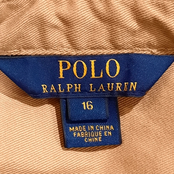 Polo Ralph Lauren Khaki Button Down Short Sleeve Cotton Dress size 16 - Picture 9 of 12